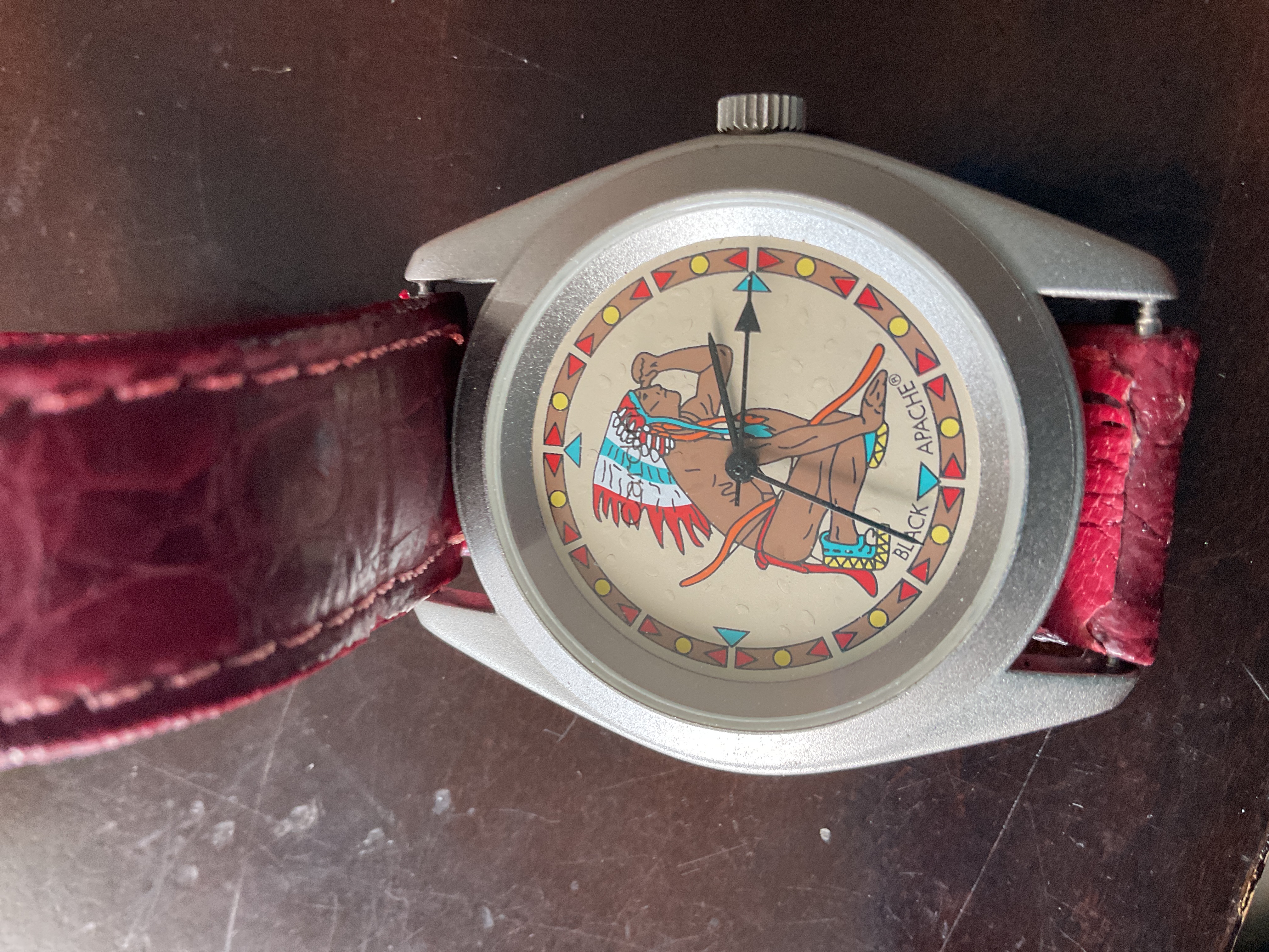Vintage 'Black Apache' Native American Motif Quartz Wristwatch