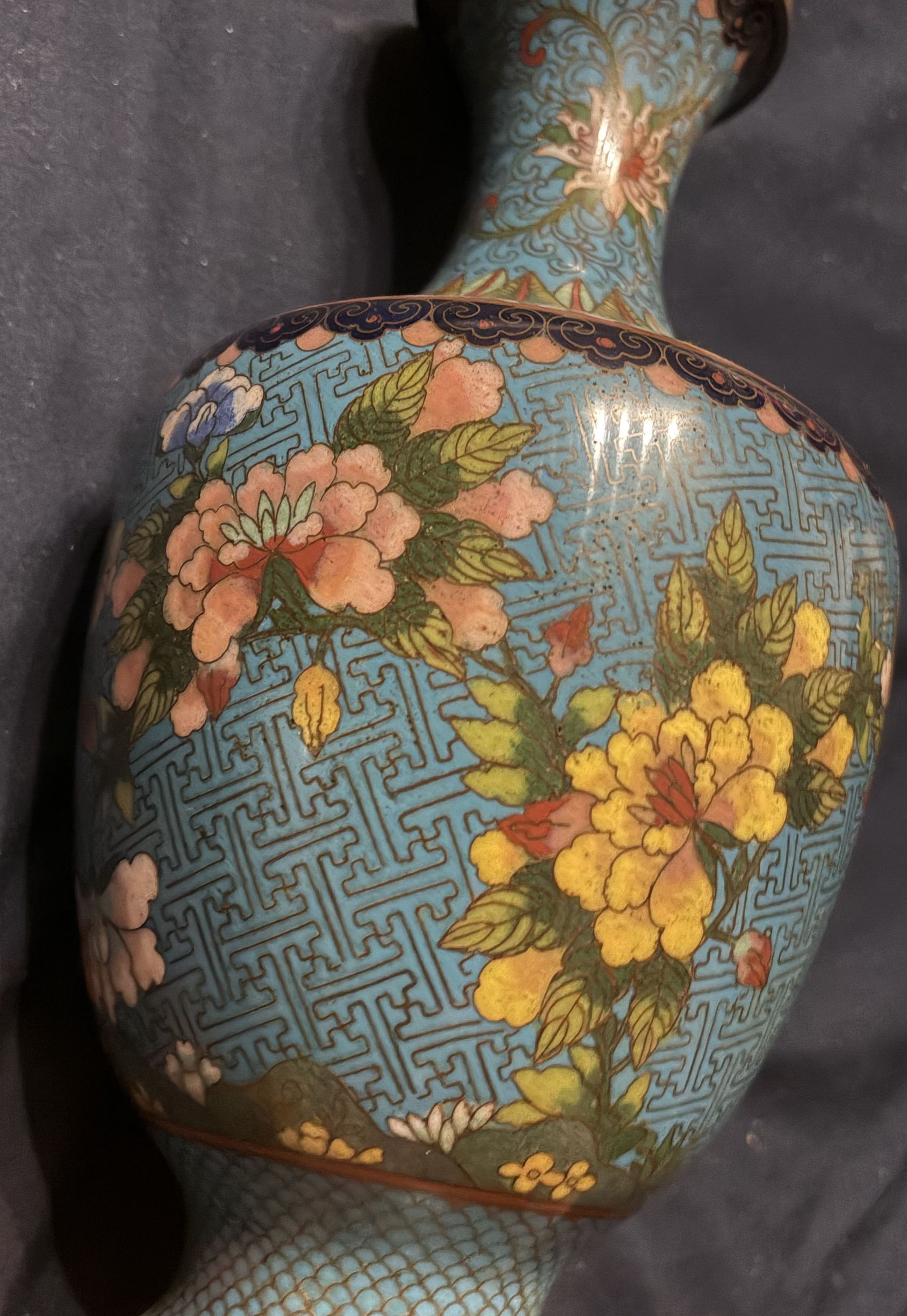 Chinese Cloisonné Enamel Bottle Vase thumbnail 2