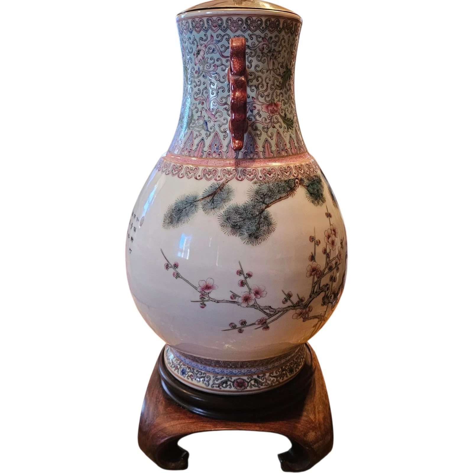 Chinese Republic Period Style Famille Rose Porcelain Vase Lamps thumbnail 3