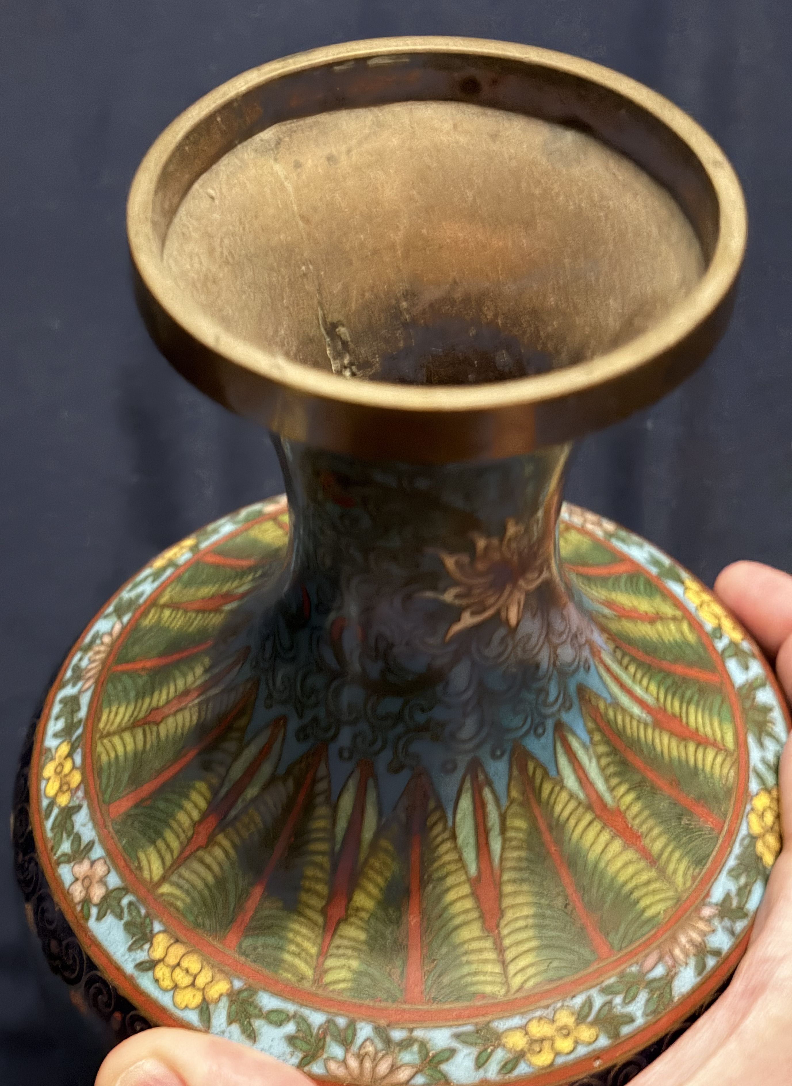 Chinese Late Qing/Republic Period Cloisonné Floral Vase thumbnail 3