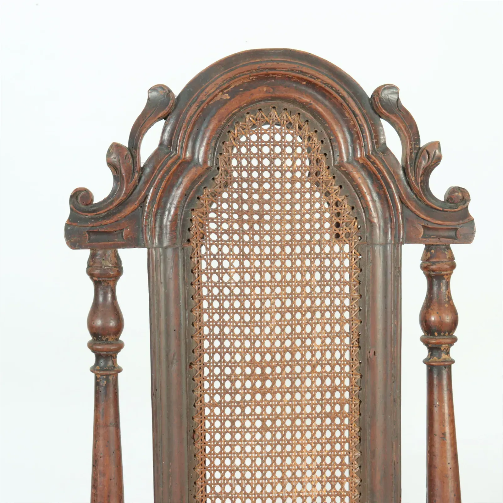 Pair of Spanish Baroque Period Walnut & Cane Side Chairs thumbnail 3