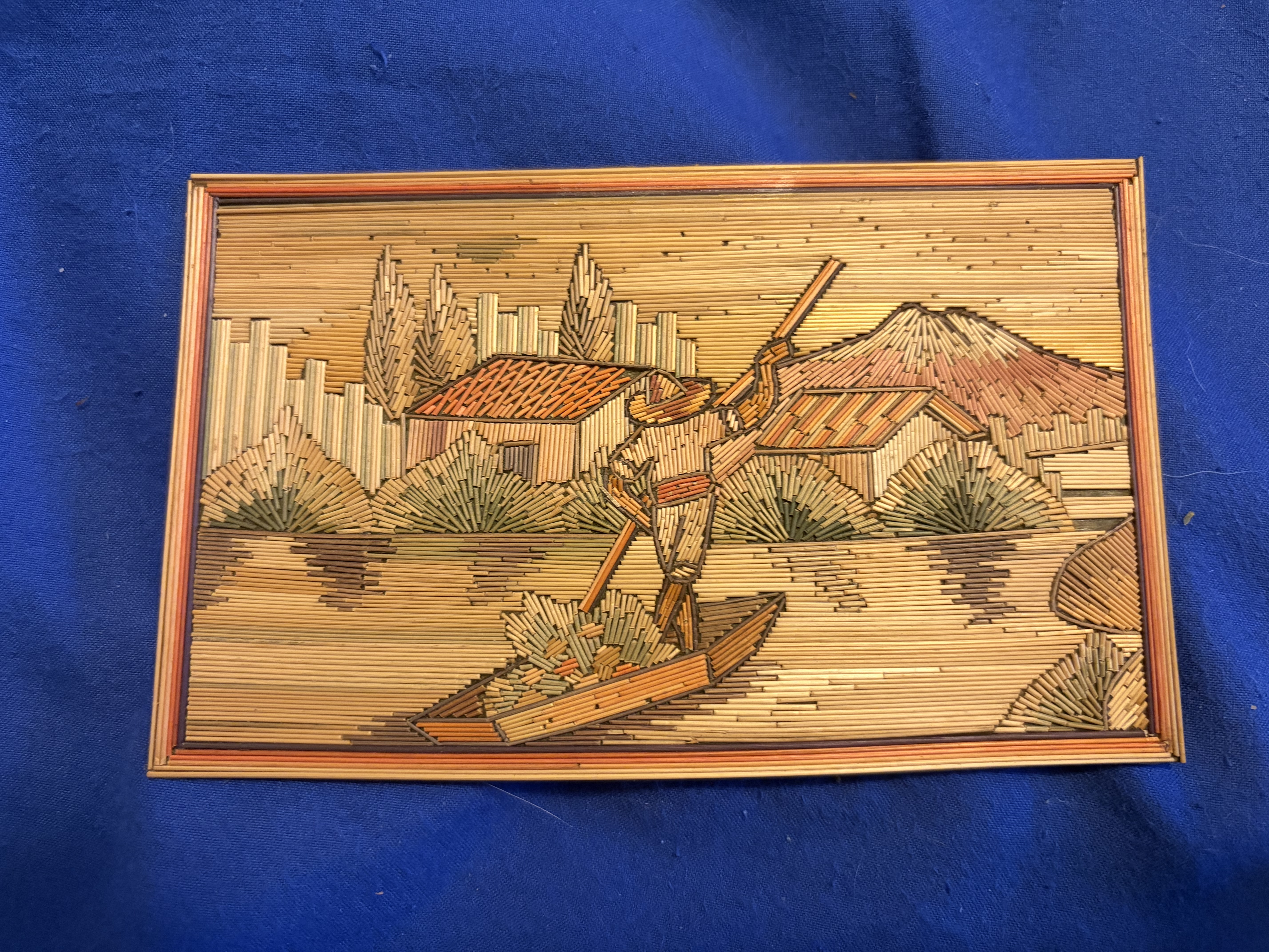 Mid-20th Century Chinese Reed and Bamboo Stick Folk Art Picture