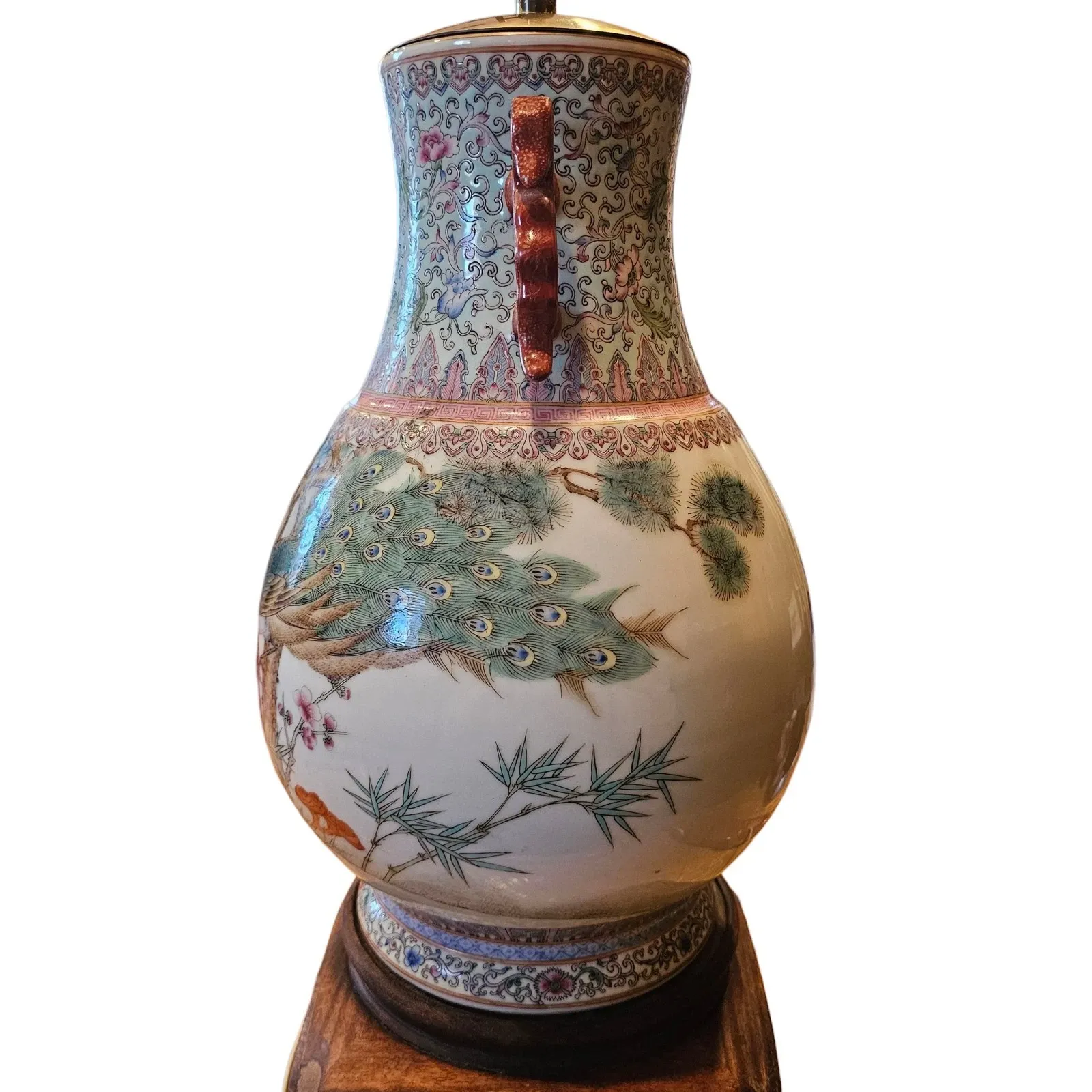 Chinese Famille Rose Style Porcelain Vase Table Lamp thumbnail 6