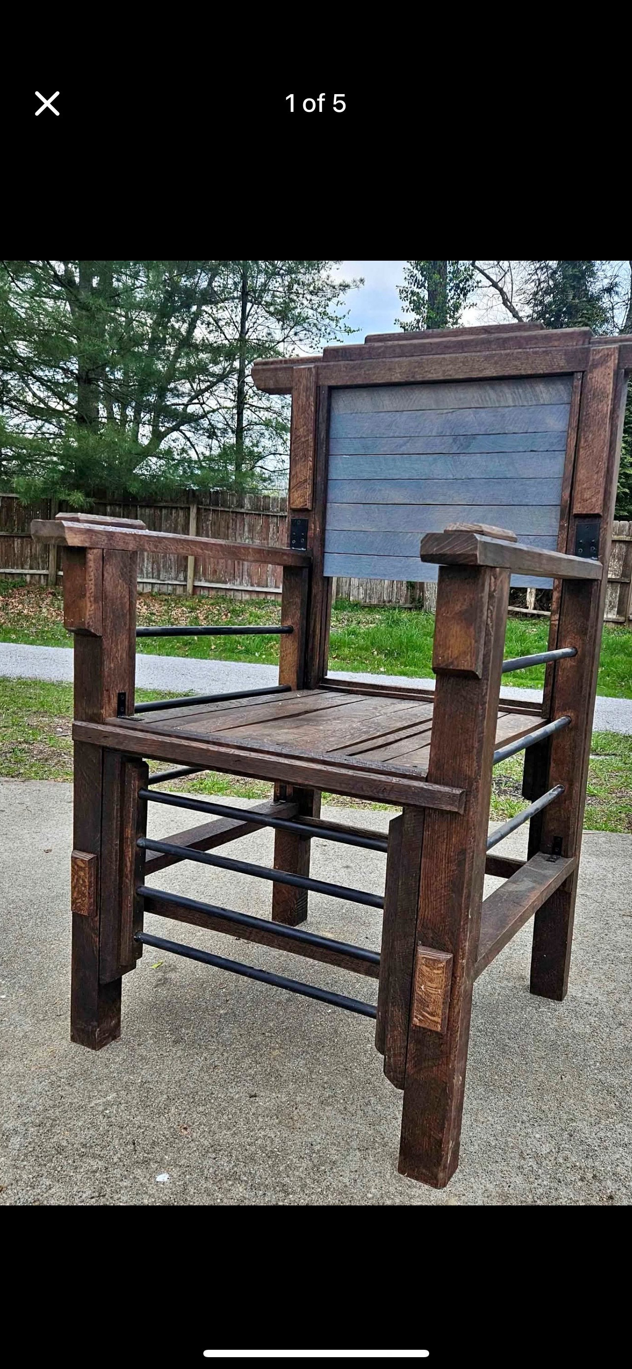 Arts and Crafts Period Oak and Iron Armchair