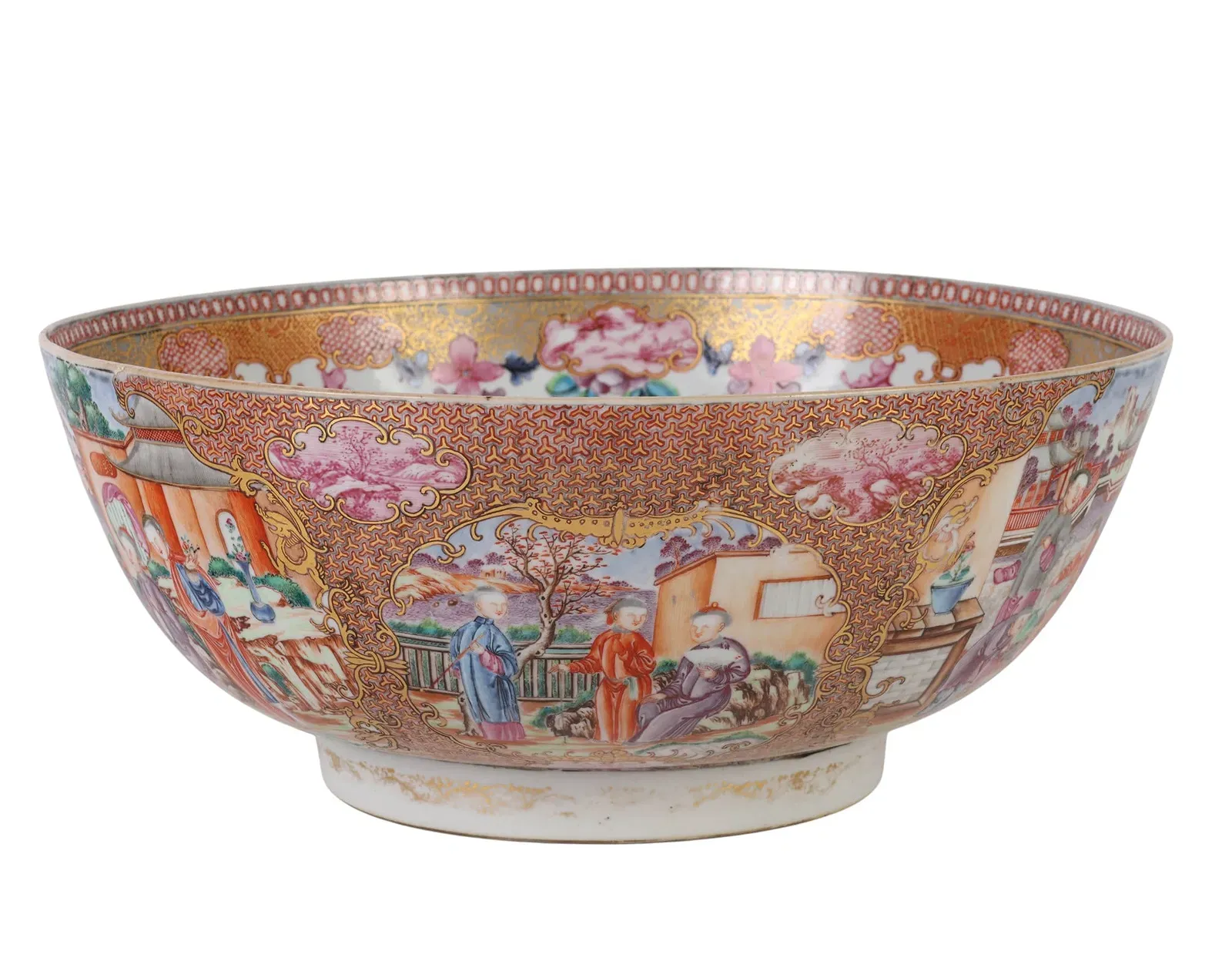 Qing Style Famille Rose Porcelain Punch Bowl