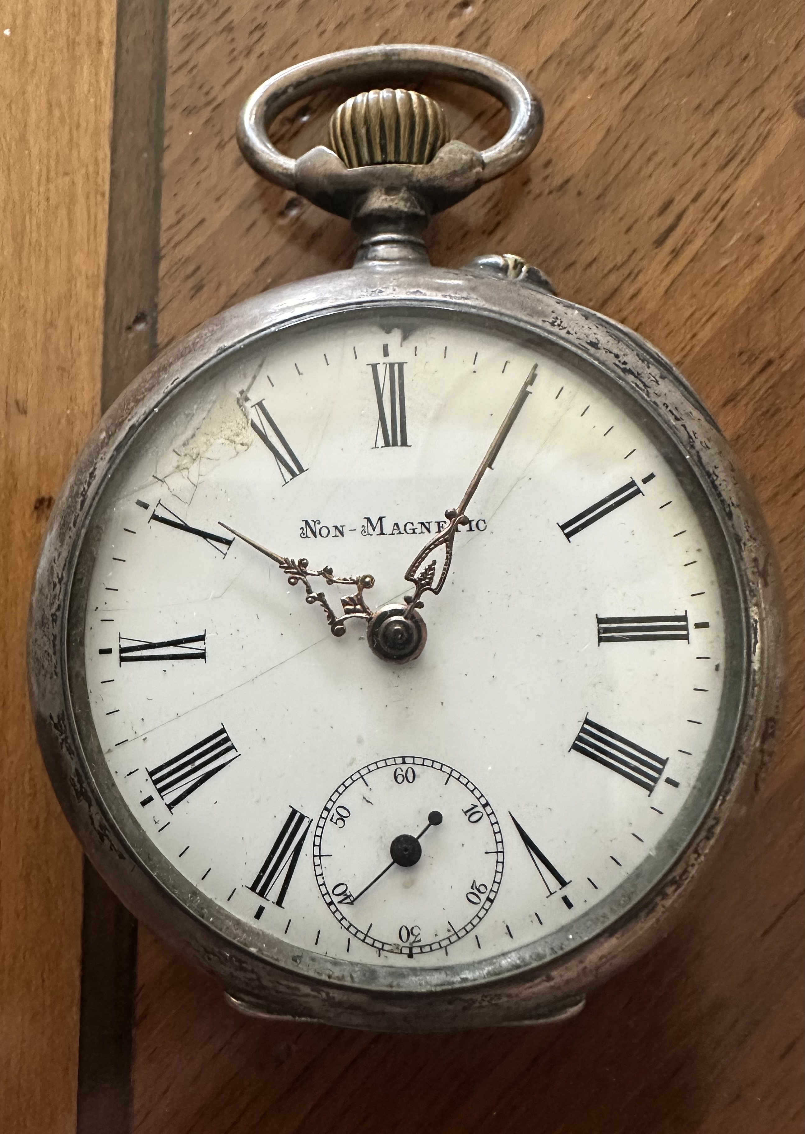 Swiss Non-Magnetic Silvered Pocket Watch