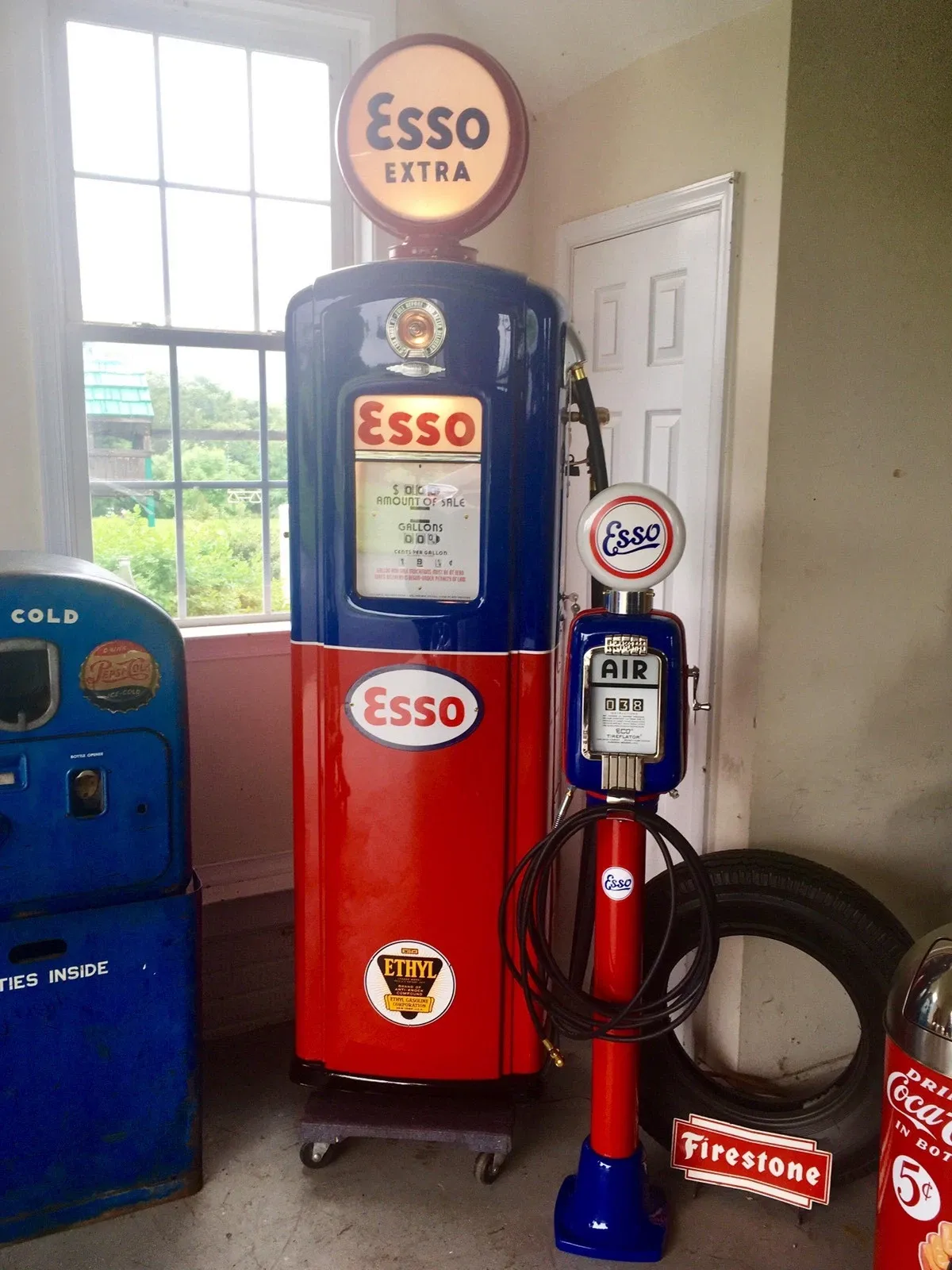 American Modern Reproduction Esso Gas Pump and Air Meter Ensemble thumbnail 2