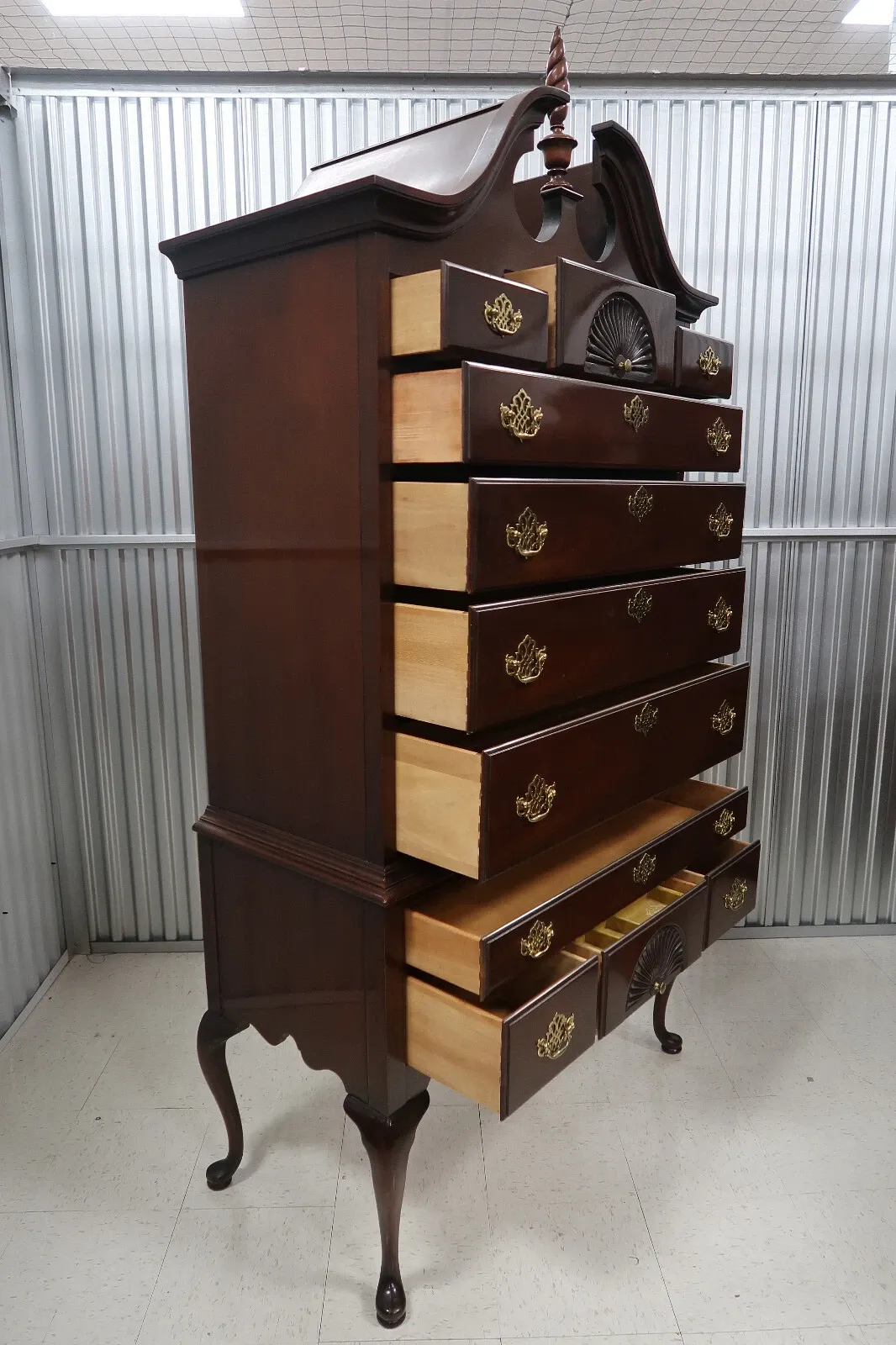 Colonial Revival Mahogany Bonnet-Top Highboy thumbnail 4
