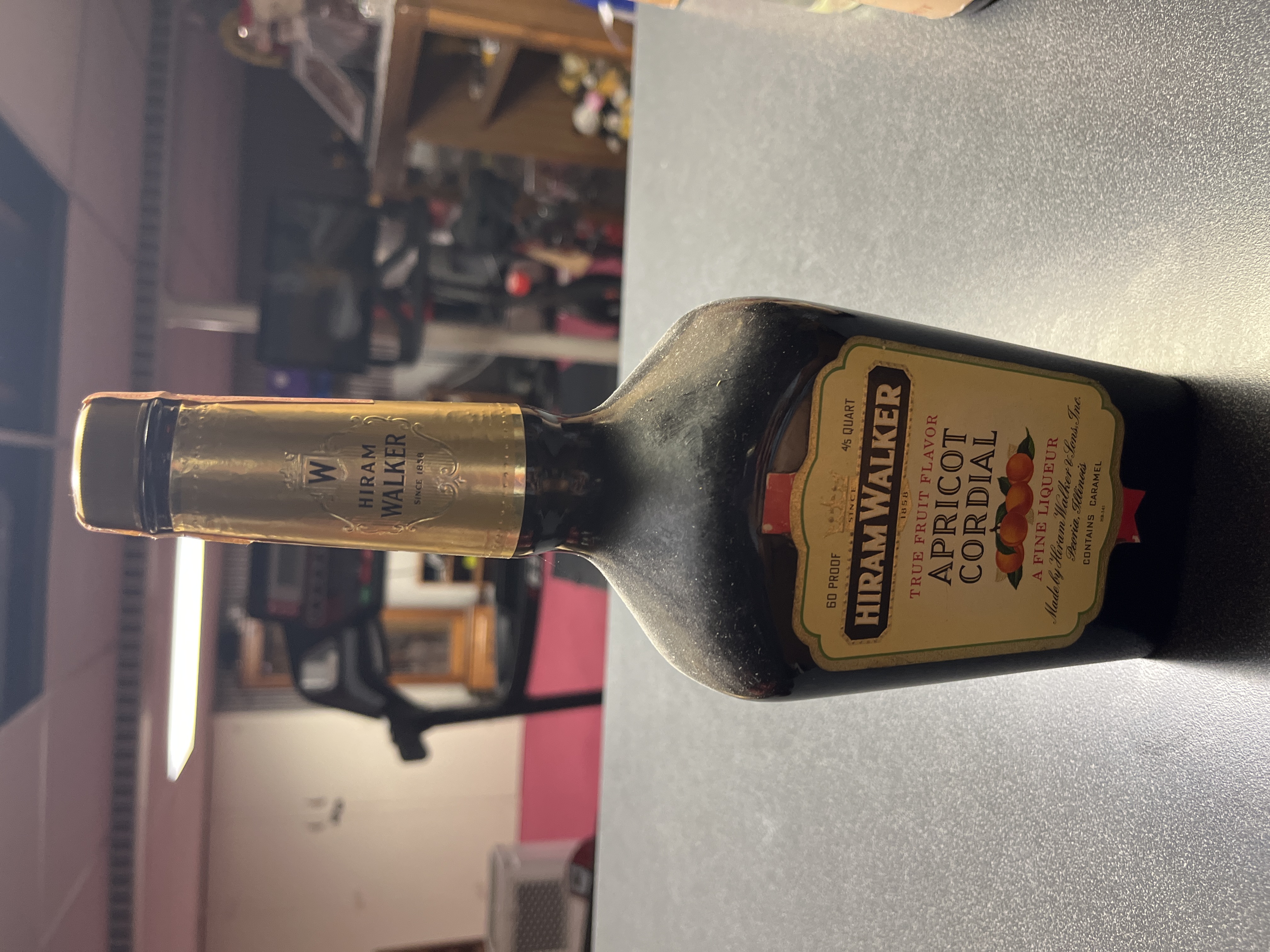 Hiram Walker Apricot Cordial Liqueur Bottle