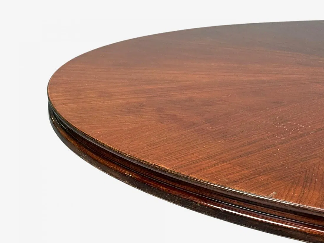 Mid-Century Modern Rosewood and Brass Pedestal Center Table thumbnail 3