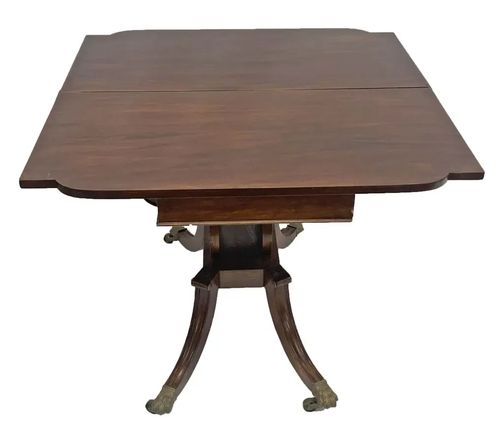 American Federal Style Mahogany Lyre-Base Card Table thumbnail 4