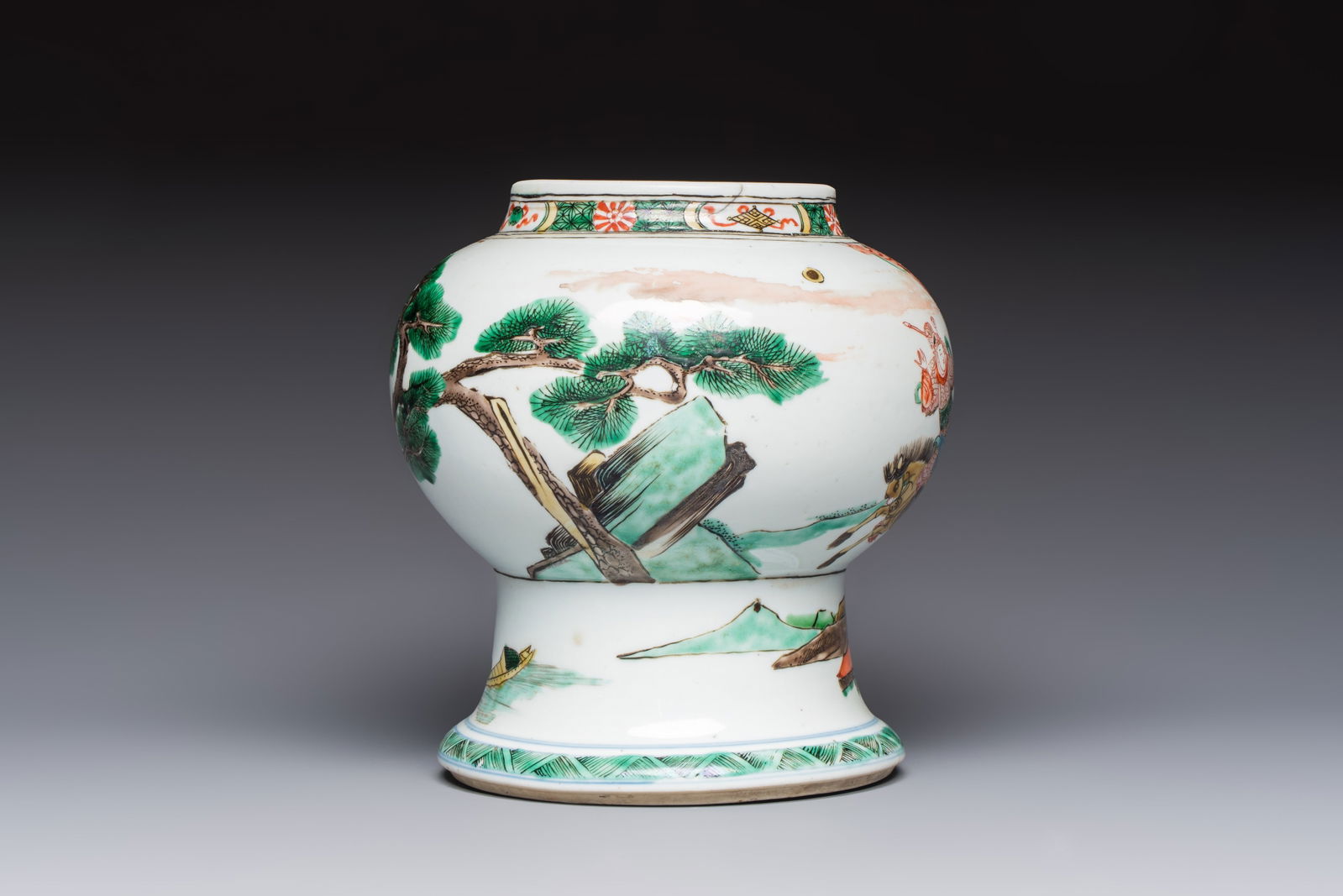 A Chinese Famille Verte 'Warriors' Vase, Kangxi thumbnail 5