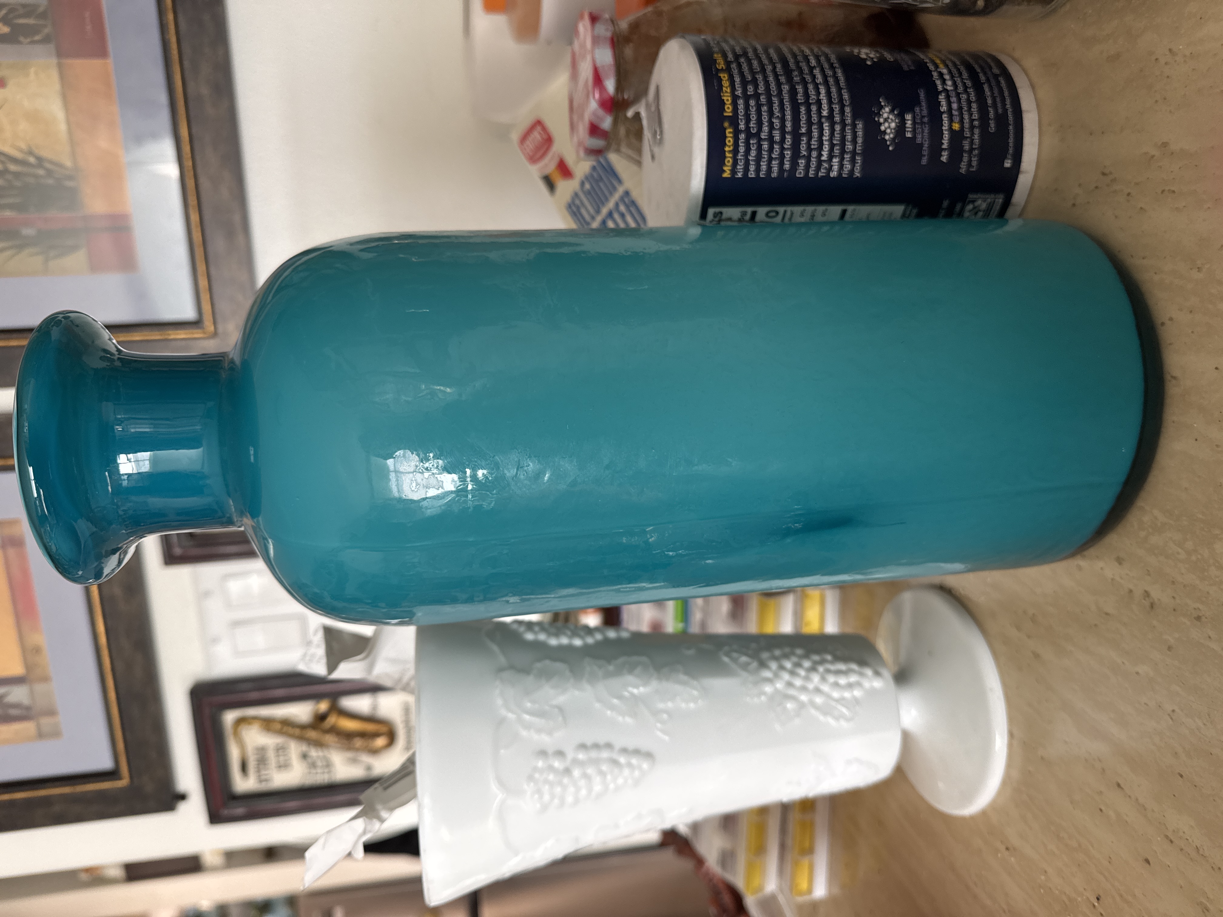 Contemporary Blue Glass Bottle Vase