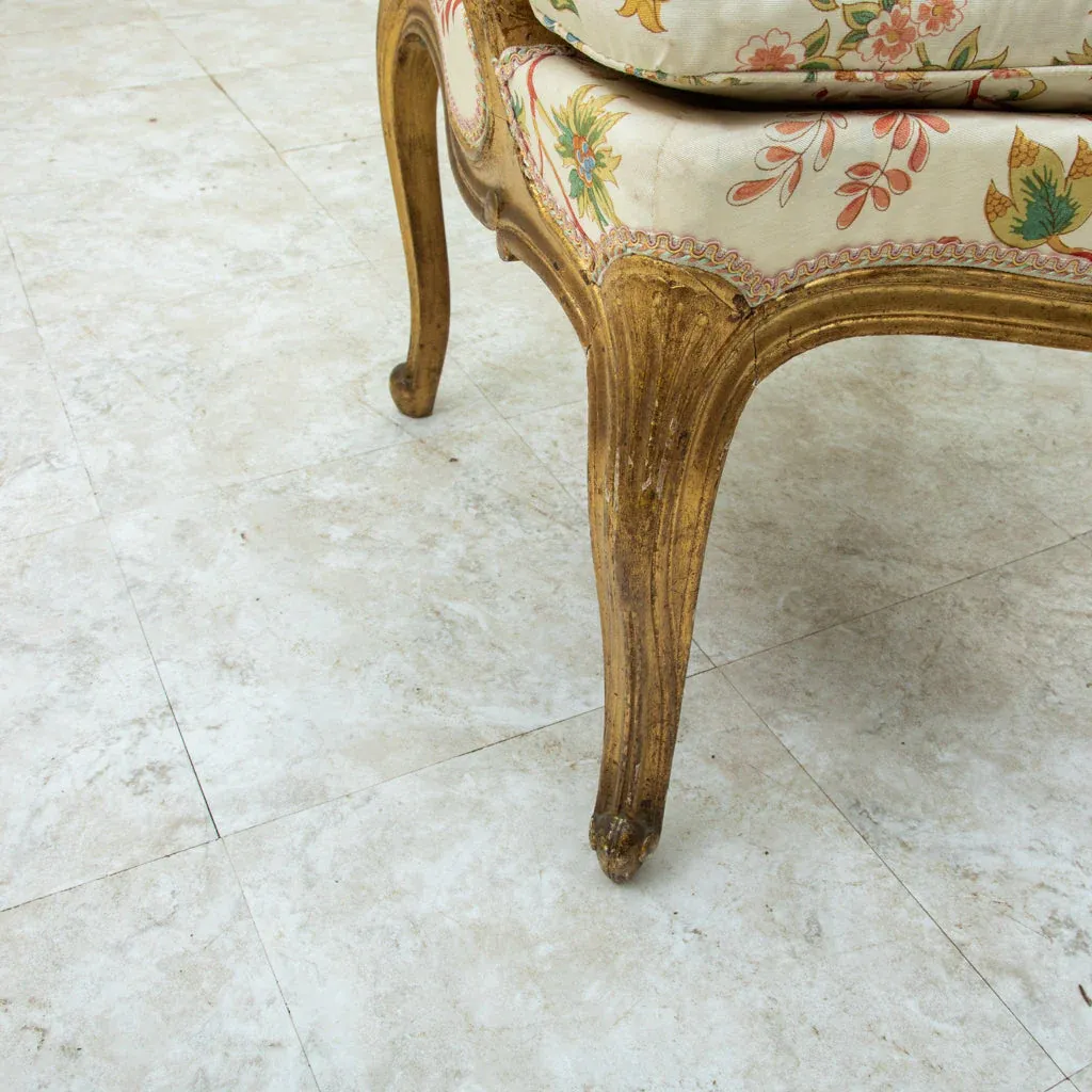 French Louis XV Style Giltwood Fauteuil Armchairs (Pair) thumbnail 8