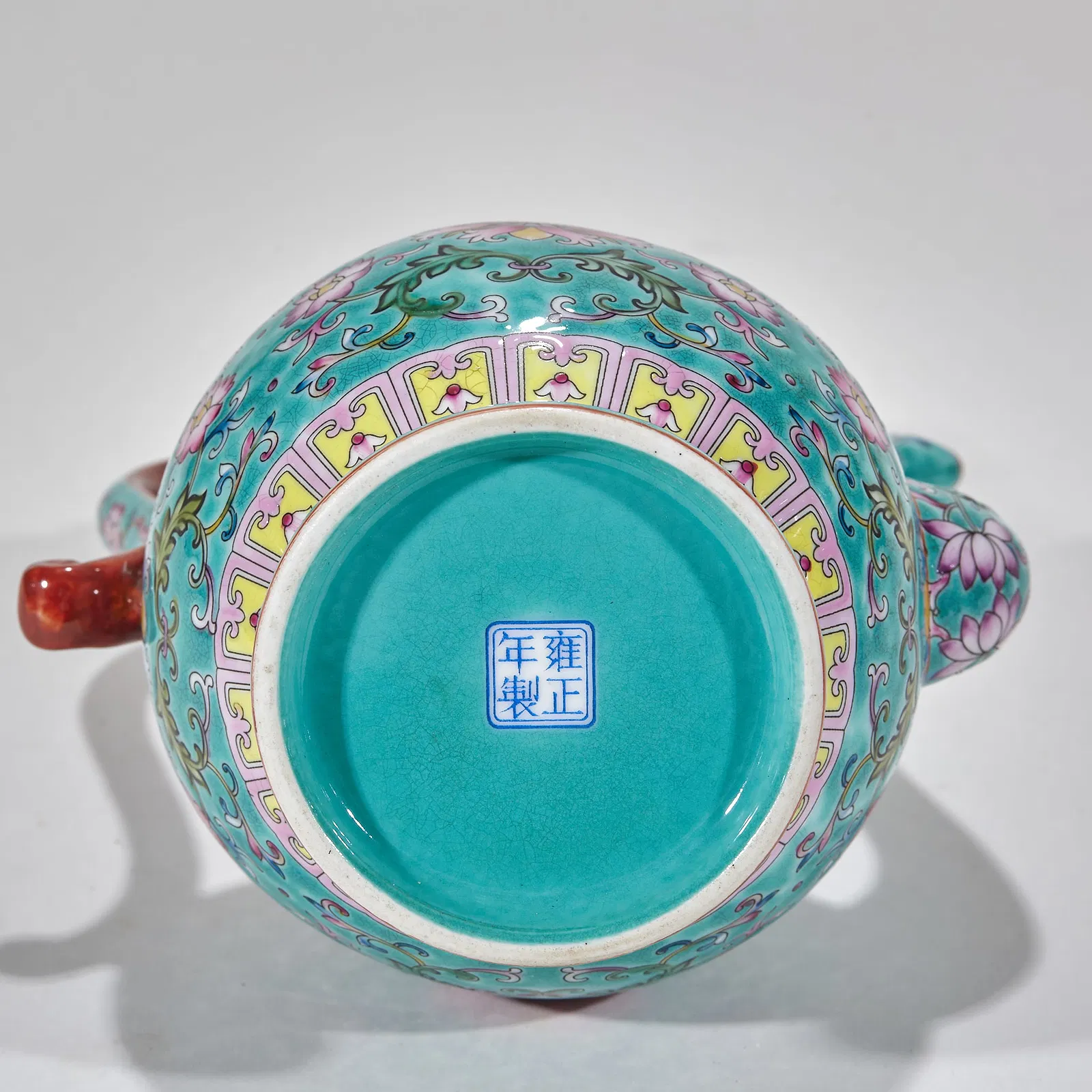 Chinese Famille Rose Turquoise-Ground Ewer thumbnail 3