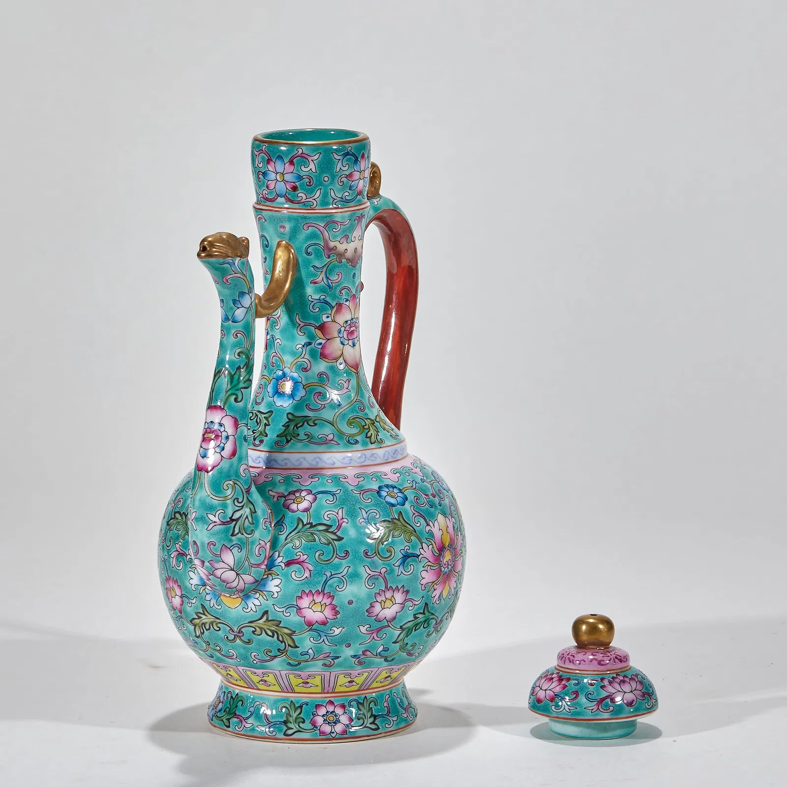 Chinese Famille Rose Turquoise-Ground Ewer thumbnail 5