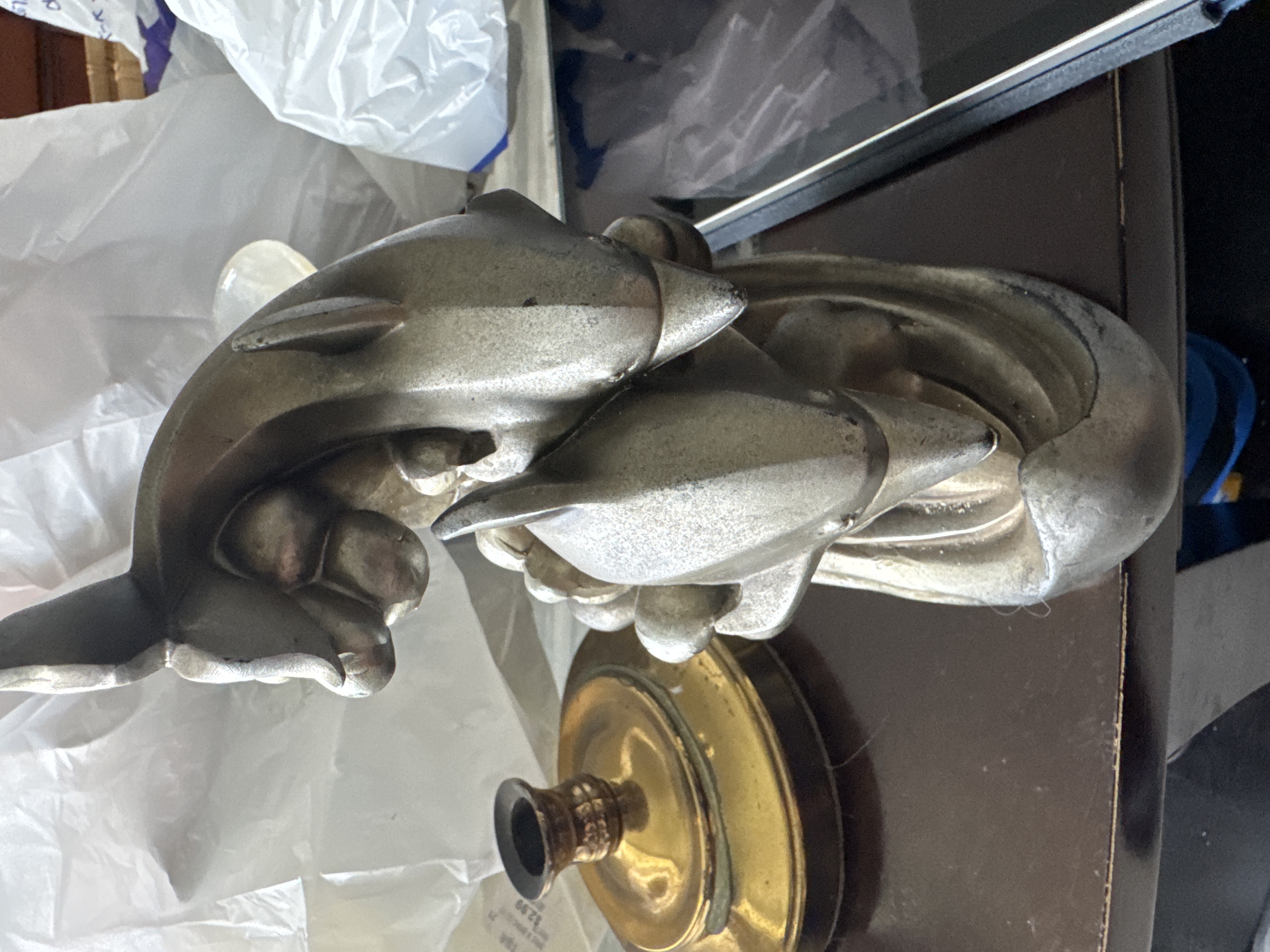 Art Deco Style Metal Dolphin Sculpture