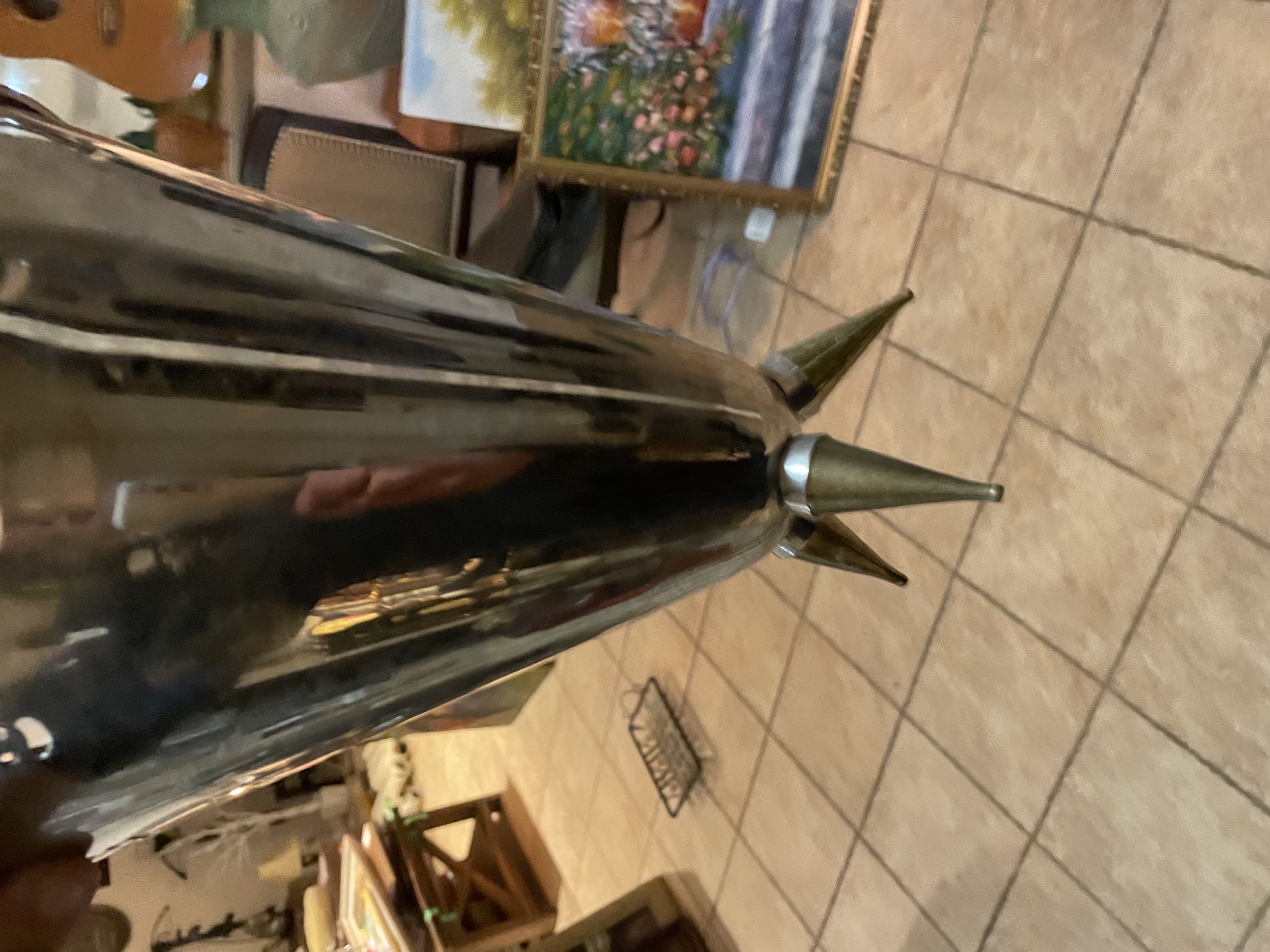 Mid-Century Modern Chrome and Brass Rocket Vase