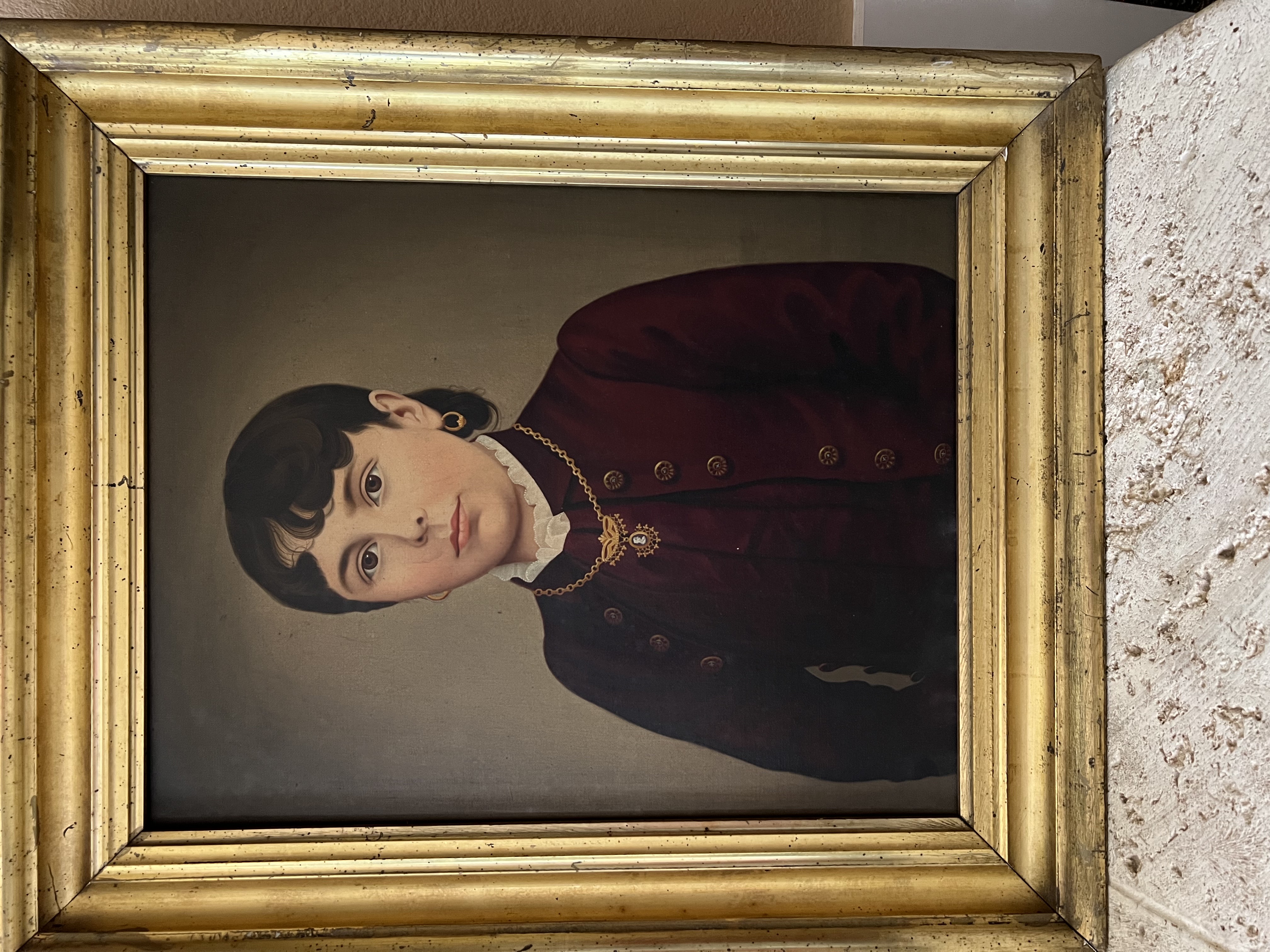 American Folk Art Oil Portrait