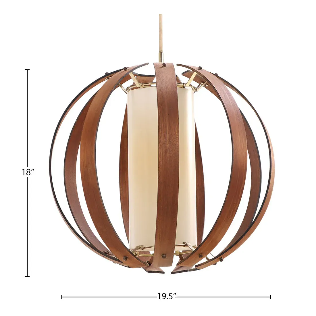 Mid-Century Modern Walnut-and-Brass Pendant Light thumbnail 2