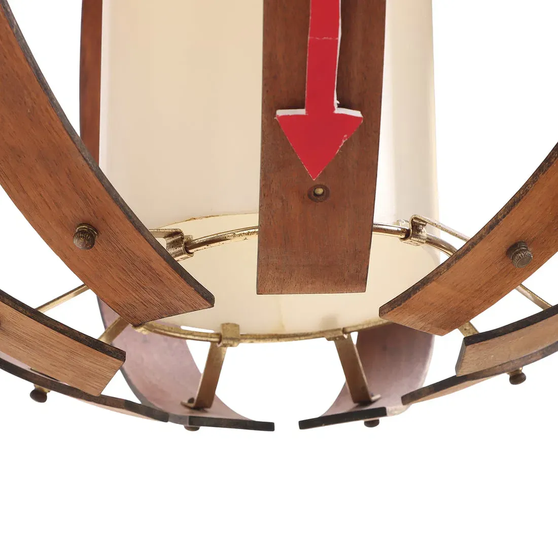 Mid-Century Modern Walnut-and-Brass Pendant Light thumbnail 5