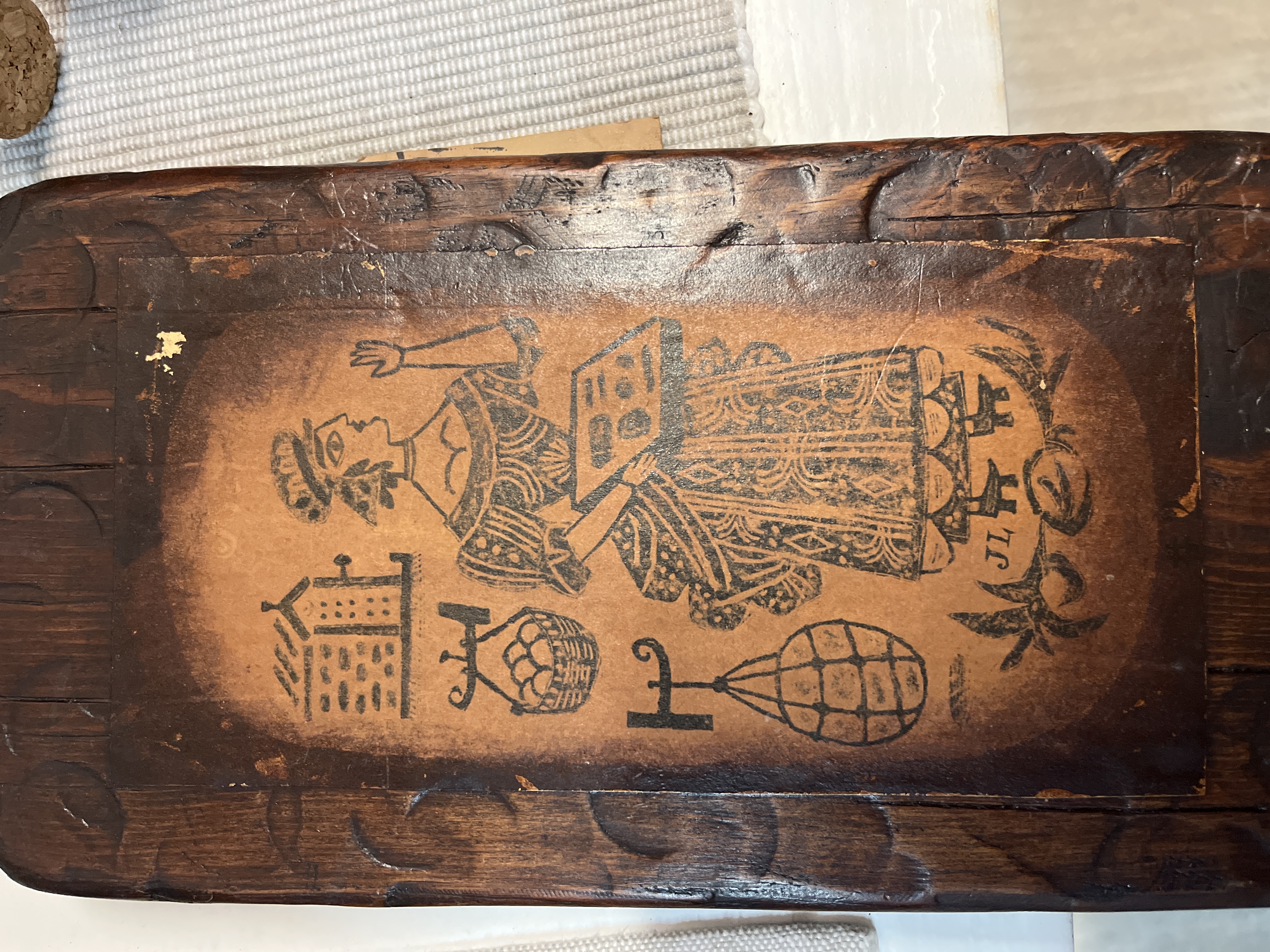 Eastern European Folk Art Pyrography Breadboard