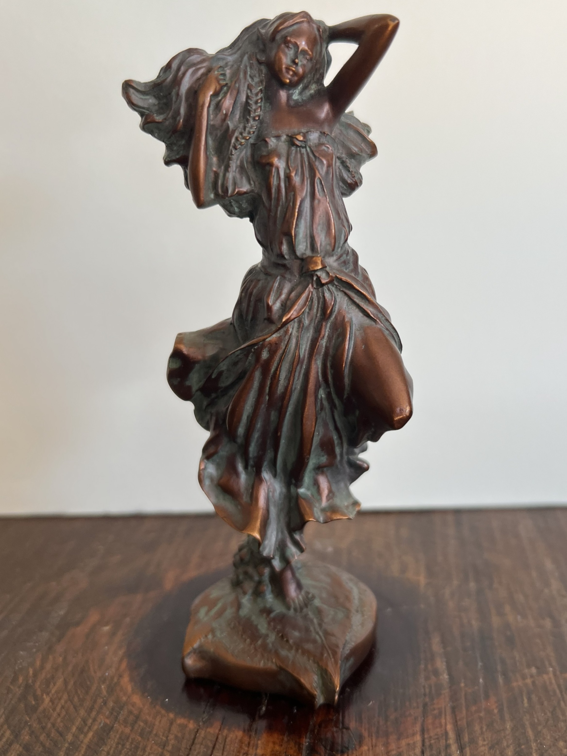 Bronze Art Nouveau Style Dancing Woman Sculpture