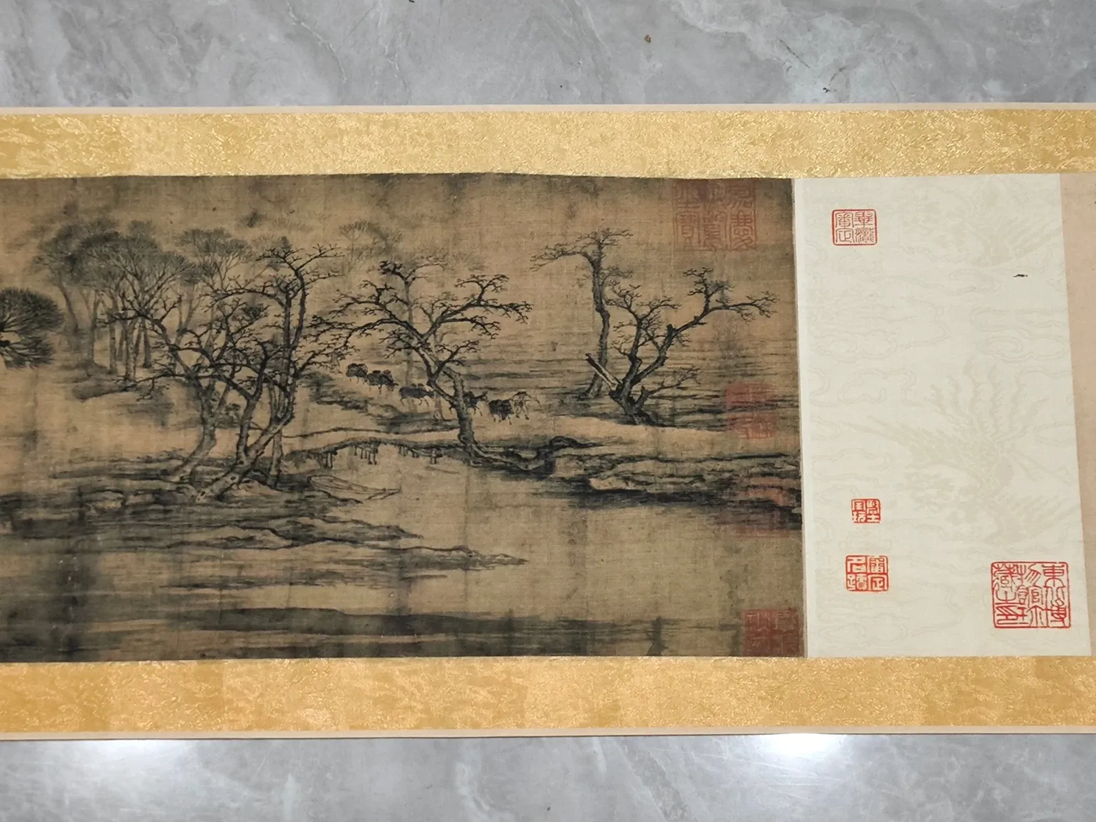 Qingming Shanghe Style Scroll Painting (After Zhang Zeduan) on Silk