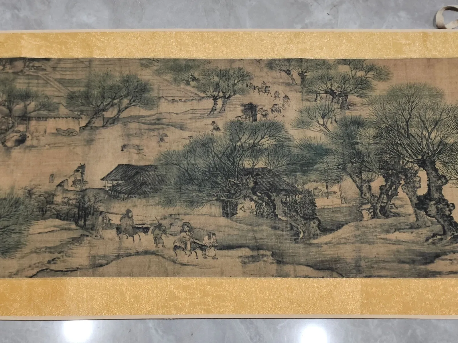 Qingming Shanghe Style Scroll Painting (After Zhang Zeduan) on Silk thumbnail 3