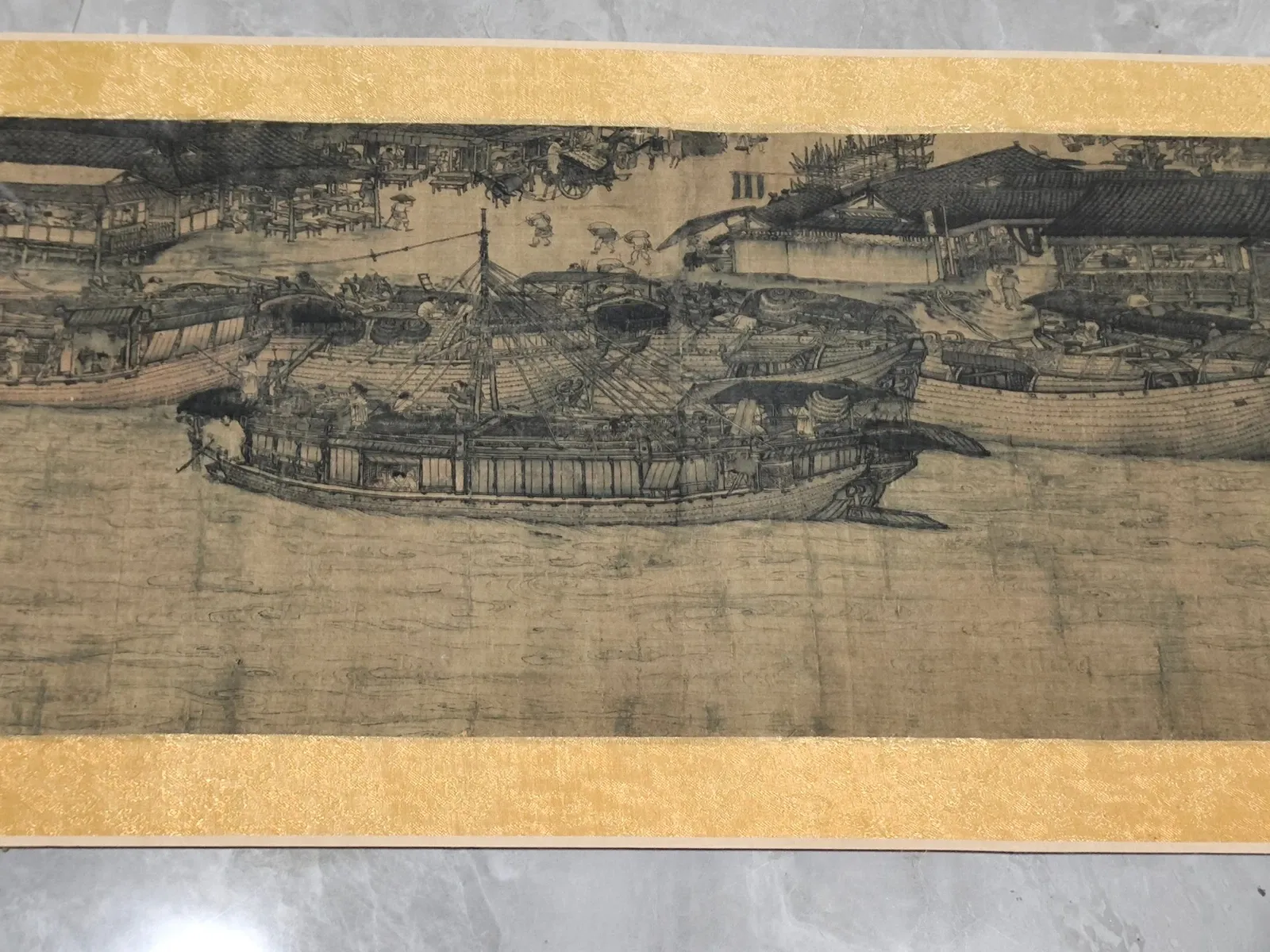 Qingming Shanghe Style Scroll Painting (After Zhang Zeduan) on Silk thumbnail 4
