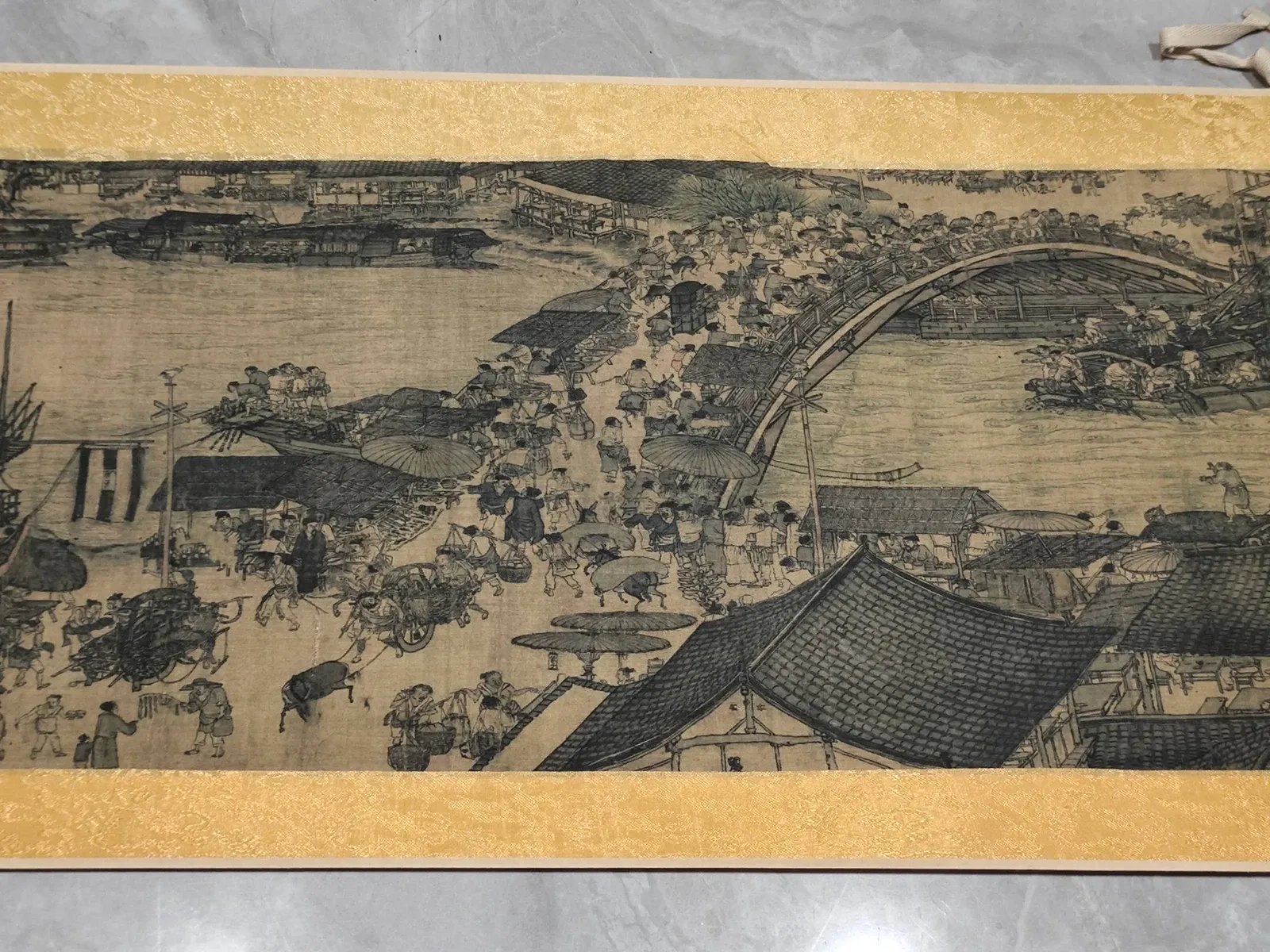 Qingming Shanghe Style Scroll Painting (After Zhang Zeduan) on Silk thumbnail 5