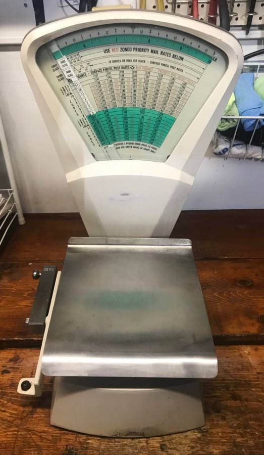 Mid-Century Industrial Metal Postal Scale (Pitney Bowes Model S-510)