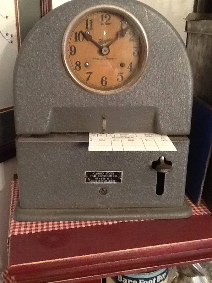American Industrial Period Cast-Iron Time Recorder Clock