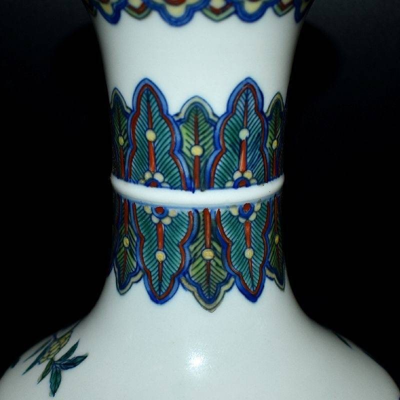 Qing Dynasty Doucai Style Porcelain Vase with Pomegranate and Floral Motifs thumbnail 3