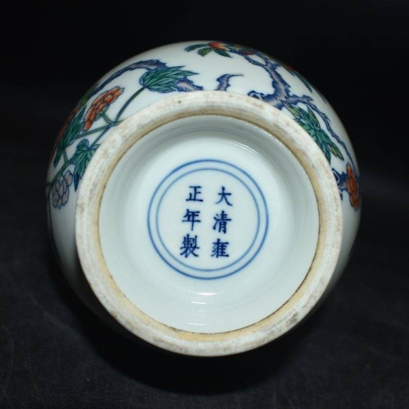 Qing Dynasty Doucai Style Porcelain Vase with Pomegranate and Floral Motifs thumbnail 4