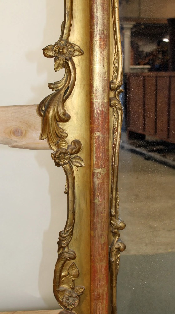 French Rococo Revival Giltwood Wall Mirror thumbnail 4